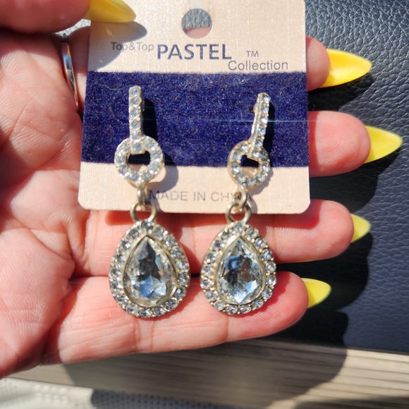 Silver and Blue Teardrop Earrings - Picture 1 of 3